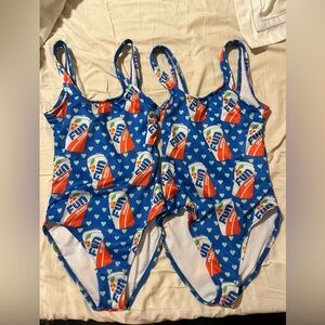 Lola and the boys fun soda blue swimsuit one piece size 10 girls orange